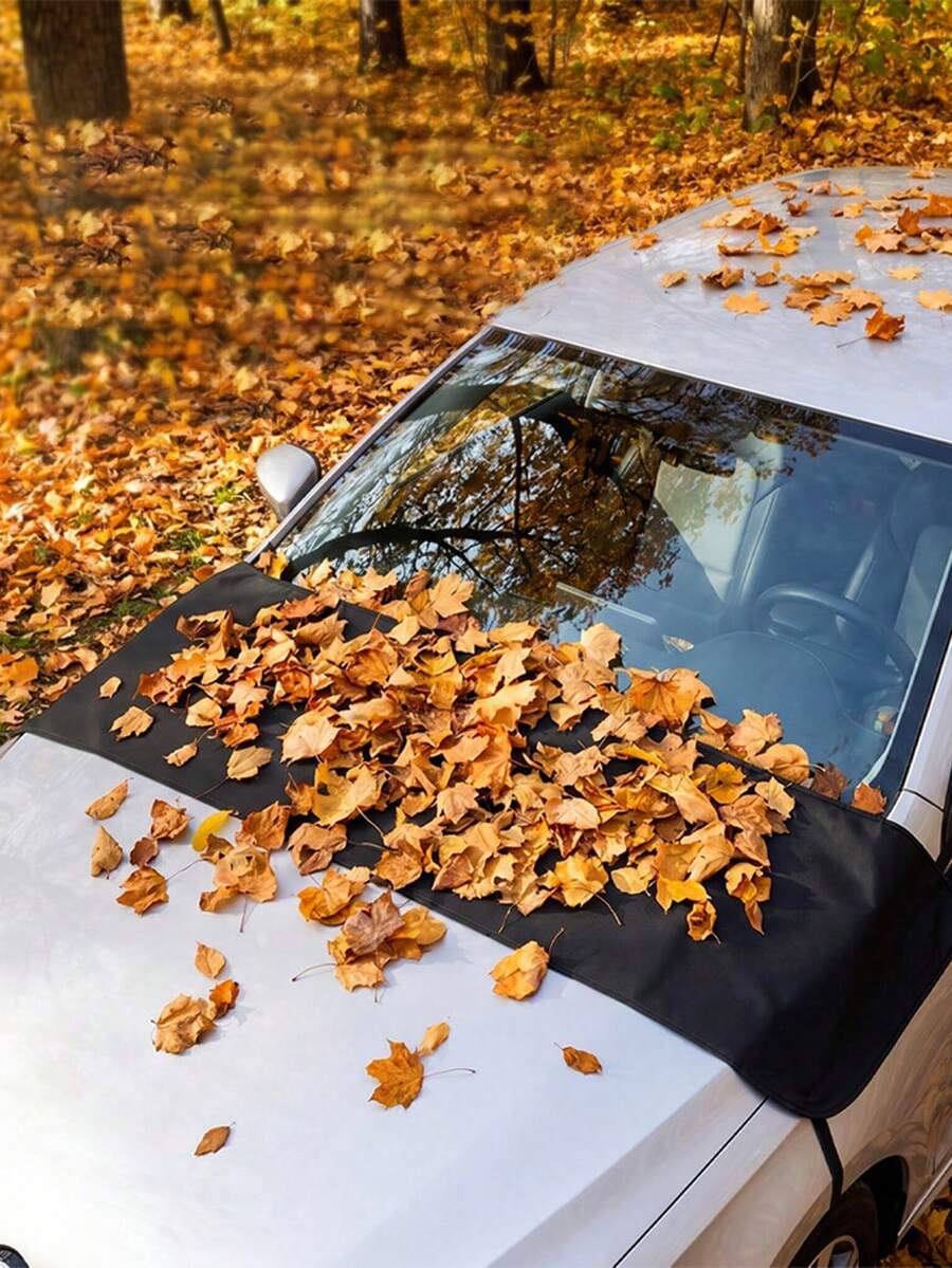 Car Half Windshield Cover, Dual-Sided Silver-Coated Fabric Windshield Wiper Trough Protective Shade, Rainproof Snowproof Front Window Cover, For Most Cars - Multicolor - View 1