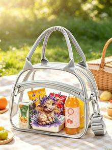 Portable Transparent Washable Bag Set, Premium PVC Material Lightweight Waterproof Easy To Clean, Large Capacity Compartments For Organized Storage Of Lunch Boxes, Cosmetics, Snacks, Fruits, Medicines And Beverage Bottles, Perfect For Commuters And Students, Multi-Functional Travel Storage Bag Suitable For All Seasons, Reusable To Reduce Disposable Waste, Transparent Design For Easy Item Retrieval, Ideal For Outdoor Picnics And Weekend Camping - Multicolor - View 6