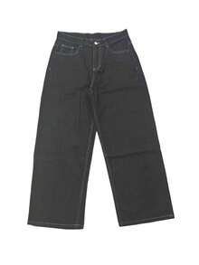 1pc Men's Retro Washed Loose Straight Leg Jeans, Casual Street Style Unisex Wide Leg Pants (Product Does Not Include Belt And Accessories) - Black - View 7