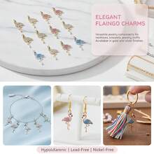 5/10pcs Rhinestone Flamingo Charms Alloy Crystal Flamingo Bird Pendant For DIY Bracelet Necklace Earring Tropical Jewelry Making Findings - Multicolor - View 6