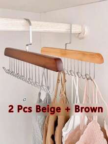 1/3/6pcs Wooden Hangers With 8 Hooks, Rotating Design, Space-Saving, Suitable For Wardrobe, Bra, Tank Top, Scarf And Other Accessories, For Closet Storage, Dorm, Apartment, Graduation Gift - One Size - View 19
