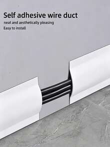 2pcs Flexible Cable Organizer, 39.37 Inch Matte White Cable Sleeve, Drill-Free Self-Adhesive Corner Cable Management Channel, Anti-Trip Cable Hider, Suitable For Rental Housing - Multiple Styles - View 8