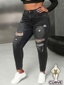 Plus Size Jeans - Black and Gray - View 2