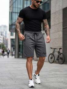 Short Deportivo de Caballero con Bolsillos y Cordón – Estilo Casual y Urbano - Gris Oscuro - Ver 3