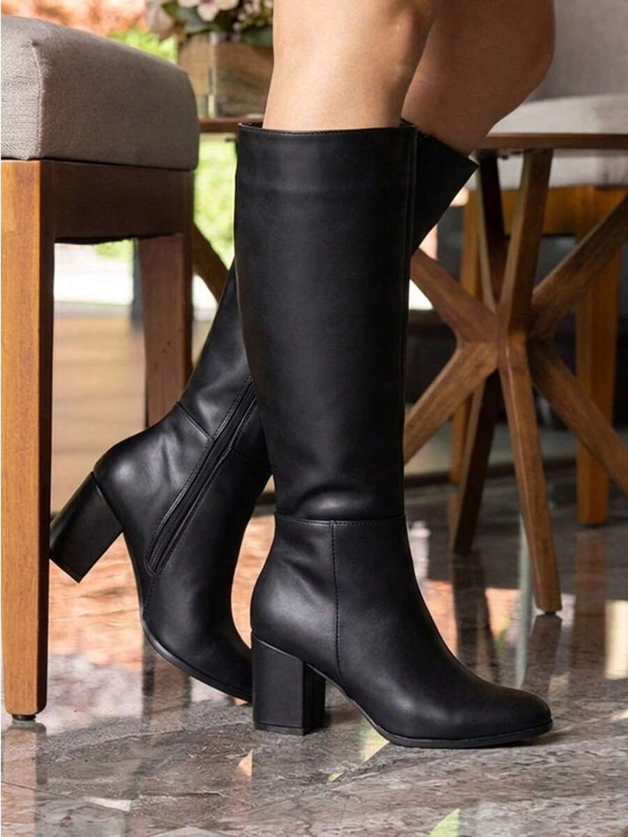 Women Mid-Calf Boots - Black - View 1