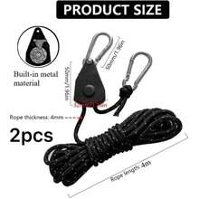1/2/4 buah, Tali Pengikat Tenda Kemah Katrol Logam 4M, Dengan Tali Serut dan Pengait yang Dapat Diatur, Tali Katrol Kanopi Tahan Angin, Tali Elastis Reflektif yang Praktis, Cocok untuk Aksesoris Kemah, Aksesoris Tenda, Aktivitas Luar Ruangan, Mendaki, Trekking, dan Berkemah - Satu ukuran cocok untuk semua. - View 14