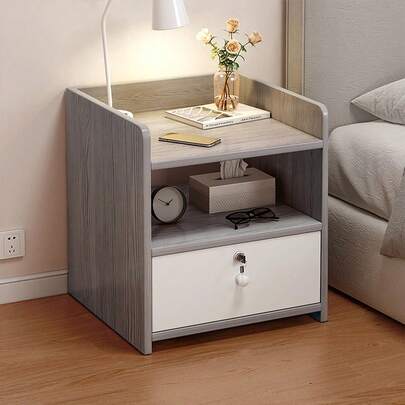Modern Wood Bedside Table With 1/2 Drawers, Bedside Drawer Cabinet, Wooden Small Nightstand With Storage Shelf, Compact Sofa Side End Table Organizer Bookshelf For Living Room Bedroom Dorm (32x26x40cm)