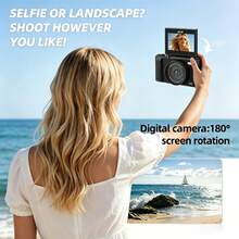 Kamera digital Acer, piksel interpolasi 80MP, layar putar 180 derajat, layar HD 3,0 inci, zoom digital 18x, tekstur CCD, berbagai filter, camcorder vlog tingkat pemula, cocok untuk selfie di luar ruangan, warna hitam. - View 8