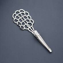 1pc Elegant Rhinestone Hollow Geometric Hair Clip Sparkly Hairpin For Women Party Hair Accessories - Silver - View 6