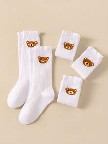 5 Pairs Kids Socks, Spring/Autumn Girls Bowknot Socks, White Student Style, Daily Party Wear - Multicolor - View 10
