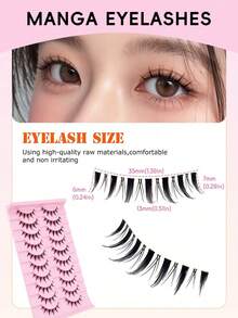10 Pairs Anime Style Natural Cat Eye False Eyelashes, Cross-Style Thick Mink Fur Fake Lashes, Anime False Eyelashes Makeup Tool For Party And Travel - Black - View 4