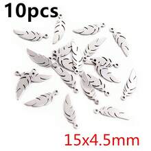 10pcs Stainless Steel Feather Leaf Moon Star Heart Small Charms Pendant For Earrings Necklace Bracelet DIY Jewelry Making Accessories - Stainless Steel Small Pendant - View 13