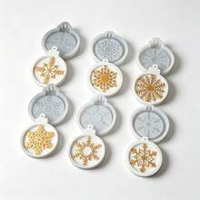6pcs Snowflake Silicone Resin Molds Set, 6 Styles Hanging Tag Resin Casting Molds With Hole For Epoxy Resin, Aroma Stone, Wax Soap, Candle, DIY Xmas Tree Pendant Winter Holiday Decorations - Snowflake - View 8