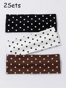 3-6pcs/Set Fashion Women Polka Dot Print Soft Non-Slip Headbands, Elastic Yoga Sports Hair Accessories, Versatile For Daily Wear And Multiple Occasion - Multicolor - View 8