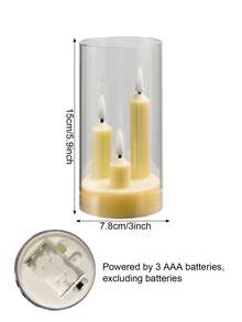 1PC 3pcs Flickering Short Taper Candles, 1pc Transparent Plastic LED Candle, Flameless Warm Light, Battery Operated (Batteries Not Included), Perfect For Weddings And Parties - Batteries Not Included - Multicolor - View 8