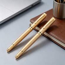 Pulpen Ballpoint Logam Emas Klasik/Isi Ulang yang Dapat Diganti 0,5mm/Pulpen Tanda Tangan Bisnis/Pulpen Hadiah Kantor/Cocok untuk Pria dan Wanita dengan Tulisan Halus/Cocok untuk Kantor, Sekolah, Siswa dan Guru untuk Berlatih Menulis - Pena - View 5