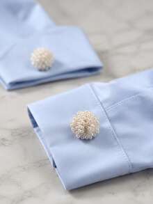 6/2/1pc Elegant Beaded Pearl Button Covers Vintage Cluster Shirt Collar Button Caps Clip-On Cufflinks Decorative Clothing Accessories For Women - Multicolor - View 3