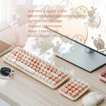 MOFii I Bean Max 2.4G Wireless Keyboard And Mouse Combo, Retro Round Keycaps Silent Set, Macaron Color Portable Office Peripherals, Batteries Not Included - View 13
