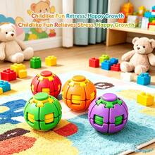 1pc/2pcs/5pcs Random Color Splicing Rotating Fidget Ball, ABS Press Rotating Interlocking Ball, Fun Stress Relief Handheld Toy, Portable Desktop Gadget, Suitable For Adults And Teens 14+, Office, Home And Travel Use - Multicolor - View 4