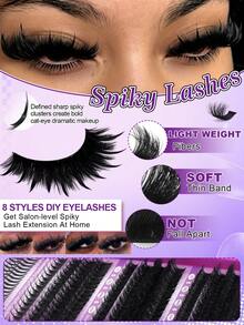 456/584/640 Clusters Single Strand False Eyelashes, Eyelash Storage Book, Cluster False Eyelashes, DIY Home Eyelash Extensions, Spiky Style Eyelashes, Medusa Style Eyelashes, "Fairy Style" Eyelashes, Multi-Function False Eyelash Set - Suitable For Daily Makeup - Multicolor - View 11