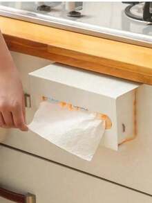 1pc Space-Saving Paper Towel Holder, Kitchen Hanging Paper Towel Box, No-Drill Hanging Paper Towel Holder, Storage Rack, Hanging Napkin Storage Box, Suitable For Cabinets And Drawers, Ideal For Home, Office And Kitchen - Multicolor - View 4