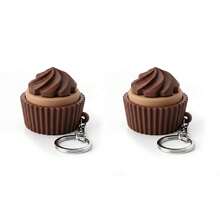 1pc/2pcs 3D Printed Mini Cupcake Clicker Keychain, Satisfying Tactile Stress Relief Toy, Cute Desk Fidget For Focus, Unique Gift For Adults - Multicolor - View 14