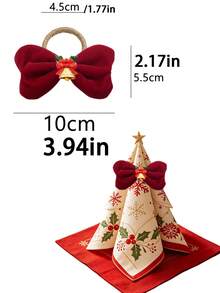 1pc/6/12pcs Christmas Bow Napkin Ring, Bow Napkin Buckle With Bell,Xmas Table Decor Napkin Holder,Holiday Party Table Setting,Home Dining Table Decor,Christmas Dinner Table Accessory For Xmas New Year Festive Banquet Decoration - Multicolor - View 6