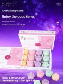 1 Box Of 12 Pieces Of Foot Bath Balls; Floral Rose Shape Bath Bombs; Bath Salt Balls; Ladies Gift Packaging; Random - 12 Pieces Per Box - View 2