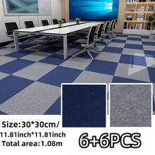 12pcs 30x30cm Self-Adhesive Anti Slip Splicing Block Floor Mute Rug Bedroom Mat Carpet Water Absorption And Anti Slip Living Room Home - C - View 12