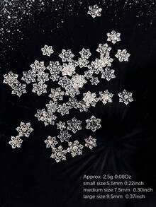 50Pcs 3D Christmas Snowflake Nail Charms, Mixed Size White Silver Glitter Resin Snow Flake Nail Art Decorations For Winter Xmas DIY Manicure Accessories - Multicolor - View 14