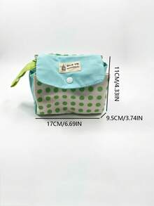 Japanese & Korean Style Niche Double-Layer Cute Color-Block Polka Dot Card Holder Coin Purse Small Pouch Fresh Portable Storage Bag High Aesthetic - Green - View 7
