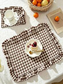 2/6/12/120pcs Plaid Ruffled Napkins, Farmhouse Style Home Kitchen Decor, Reusable Washable Napkins Suitable For Restaurants, Kitchens, Weddings, Bridal Showers, Parties, Dining Table Decoration - Multicolor - View 7