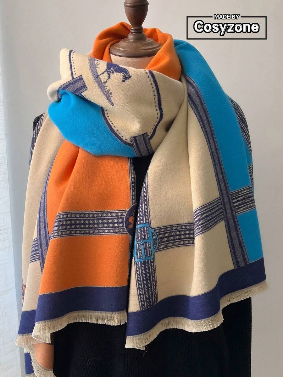 1PC Women's Autumn/Winter Faux Cashmere Fashion Versatile Air Conditioning Shawl, Thick Warm Scarf Suitable For Daily Use - Multicolor - View 1