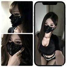 1pc/2pcs/3pcs Premium Half Face Mask Perfect Face Shape Bionic Cosplay Halloween Cyberpunk Mechanical Tech Style Fake Face Festival Gift Photo Prop - View 3