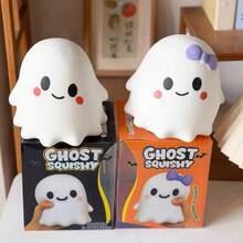 1pc Cute Ghost Squishy Toy With Large Bow, Soft Slow Rising Squeeze Stress Relief Fidget Toy, Halloween Party Favor Gift For Kids Teens - Multicolor - View 8