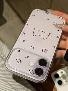 Minimalist Line Cat Transparent Phone Case, Air Cushion Shockproof Protective Shell, Raised Camera Protection, Compatible With Apple 17Pro Max/17Pro/17/16Plus/16Pro Max/15/15Pro/15Pro Max/14/14Plus/15Plus/13/13Pro/13Pro Max/12/12Pro Max/Air/11/11Pro Max, Soft Shell - Clear - View 2