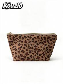 1pc Leopard Print Pencil Case, Vintage Animal Print Zipper Pen Pouch, Large Capacity Stationery Storage Bag, Lightweight Multi-Use Cosmetic Makeup Organizer For Teen Girls, Students, School, Office, Travel & Daily Use - Caramel Leopard Print - View 10