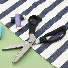 1 Professional Black Stainless Steel Tailor Scissors, Serrated Blade, Suitable For Fabric, Leather Craft Art, Heavy-Duty Ergonomic Handle, Can Be Used For Cutting Materials Such As Sewing, Dressmaking, Quilting, Upholstery - Serrated - View 10