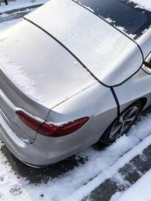 Car Half Windshield Cover, Dual-Sided Silver-Coated Fabric Windshield Wiper Trough Protective Shade, Rainproof Snowproof Front Window Cover, For Most Cars - Multicolor - View 8