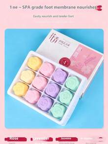 1 Box Of 12 Pieces Of Foot Bath Balls; Floral Rose Shape Bath Bombs; Bath Salt Balls; Ladies Gift Packaging; Random - 12 Pieces Per Box - View 1