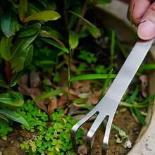 1pc Multi-Function Stainless Steel Bonsai Rake, Dual-Head Handheld Gardening Tool With 3-Prong Cultivator And Soil Compactor Shovel, Suitable For Bonsai Bud Pruning And Soil Loosening - Multiple Styles - View 5