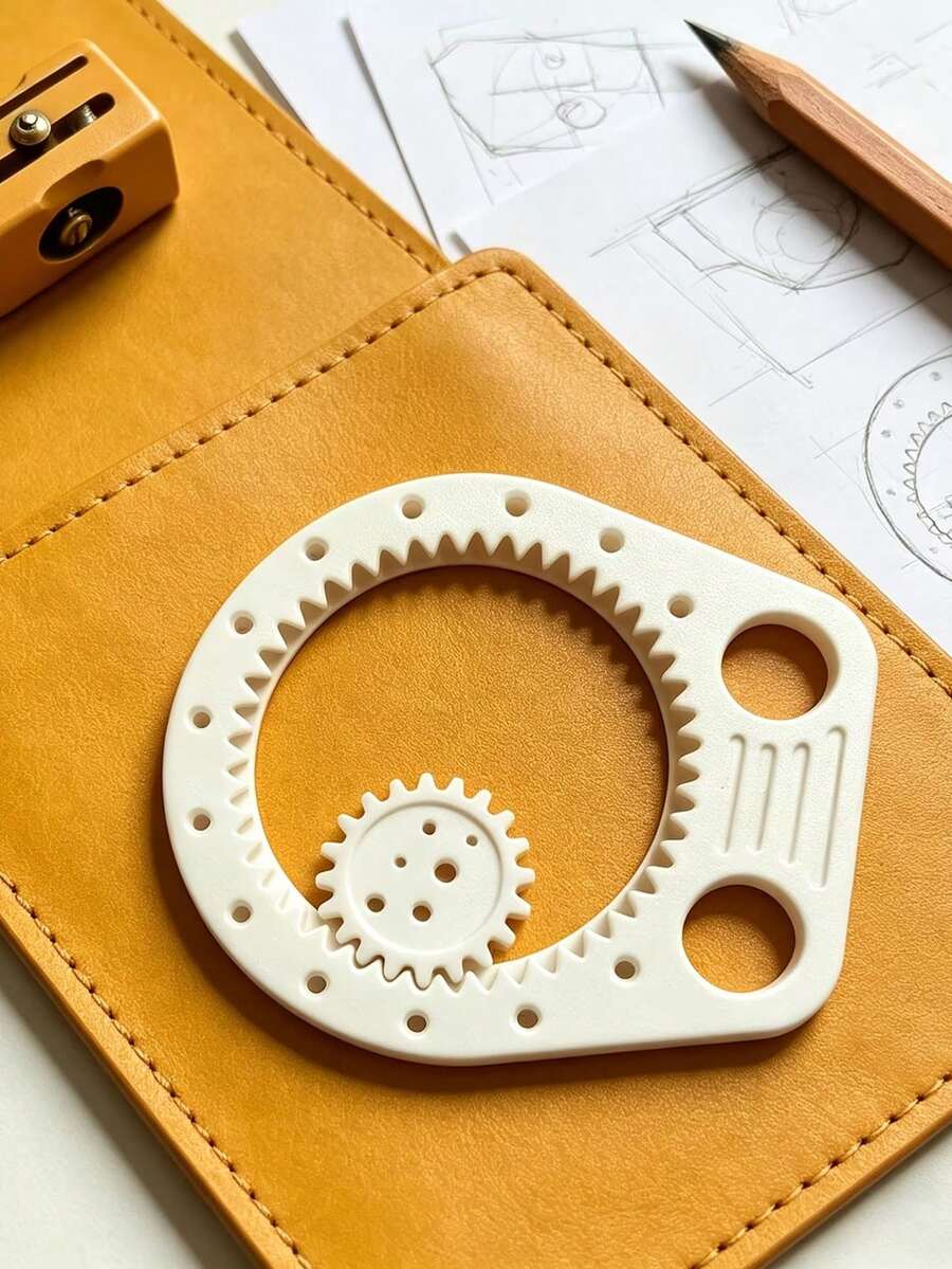 This 3 Piecesdrawing Tool Features A Multi-Functional Gear-Shaped Drawing Ruler. With A Simple Turn, It Allows You To Draw A Myriad Of Unique Patterns And Curves. It's A Creative Tool For Adults' Journals And Decorative Paintings. - A - View 1