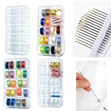 1 Set Multifunctional Sewing Kit Color Sewing Thread Spools Kit With Storage Box, Hand Sewing Needles Set For Clothes Repair, Embroidery, Cross‑Stitch, DIY Handcraft, Home Travel Emergency Sewing Supplies For Holiday Handmade Gift Making - Multiple Styles - View 1