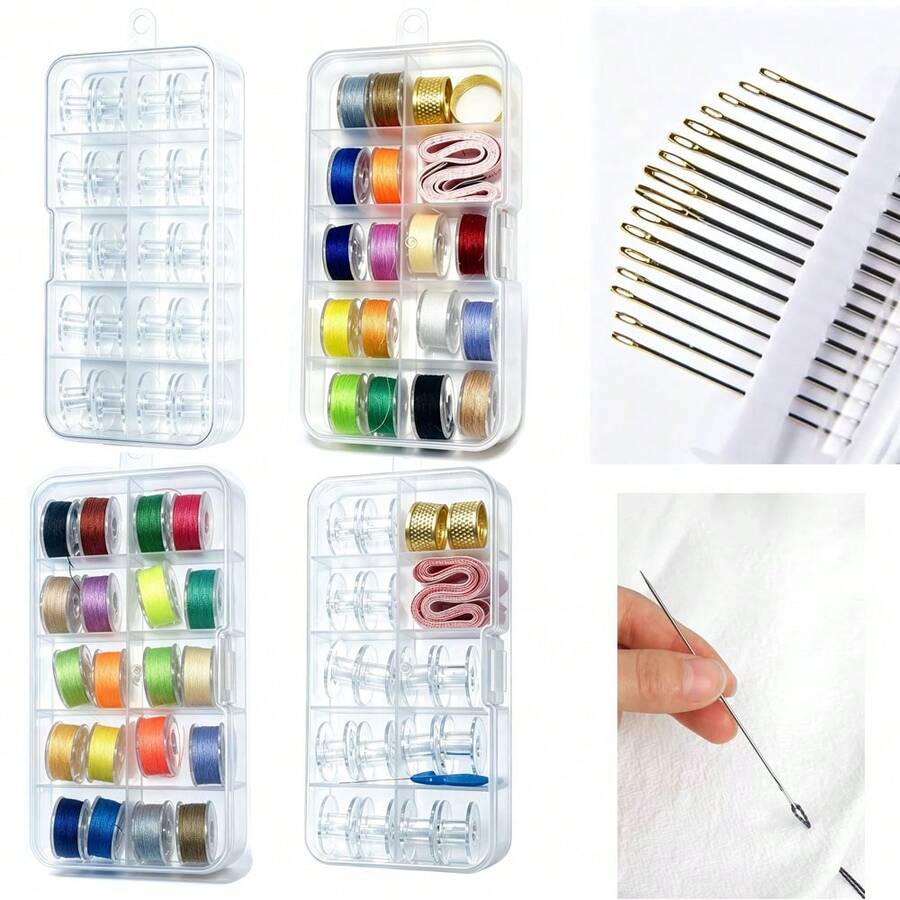 1 Set Multifunctional Sewing Kit Color Sewing Thread Spools Kit With Storage Box, Hand Sewing Needles Set For Clothes Repair, Embroidery, Cross‑Stitch, DIY Handcraft, Home Travel Emergency Sewing Supplies For Holiday Handmade Gift Making - Multiple Styles - View 1