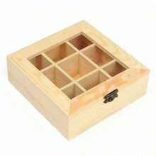 Wooden Tea Bag Jewelry Organizer Chest Storage Box 9 Compartments Tea Box Organizer Wood Sugar Packet Container - Yellow - View 3