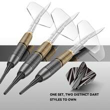 HUANUQ 20g Brass Soft Tip Dart Set, 2 Colors Available, 3-Piece Integrated Dart Set, Threaded Non-Slip Dart Barrel, Equipped With Extra Replacement Dart Shafts And Flights, Portable Storage Box (Includes Carabiner, Can Be Carried Around), Professional Indoor Dart Throwing For Beginners And Advanced Players, Professional Darts For Dart Enthusiasts - Multicolor - View 6