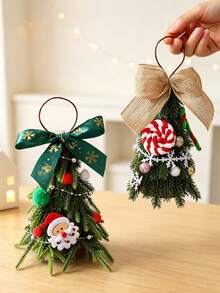 10PCS /1pc Mini Tabletop Christmas Tree Ornaments, PE Material Small Desktop Xmas Tree Decor, Compact Style Holiday Figurines For Indoor Table Scene Layout, Home Party Festive Hanging Decoration Supplies Christmas Decrations Christmas Decor Home - Multicolor - View 4
