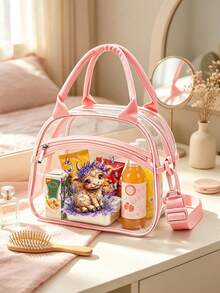 Portable Transparent Washable Bag Set, Premium PVC Material Lightweight Waterproof Easy To Clean, Large Capacity Compartments For Organized Storage Of Lunch Boxes, Cosmetics, Snacks, Fruits, Medicines And Beverage Bottles, Perfect For Commuters And Students, Multi-Functional Travel Storage Bag Suitable For All Seasons, Reusable To Reduce Disposable Waste, Transparent Design For Easy Item Retrieval, Ideal For Outdoor Picnics And Weekend Camping - Multicolor - View 3