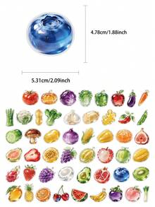50pcs Glass Fruits And Vegetables Stickers For Adults Teens Sticker Enthusiasts Scrapbooking Journaling Laptops Skateboards Add A Fun Touch To Your Devices! - A - View 2