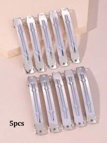 5-50 Pinzas de pelo con resorte simples DIY - Plateado - Ver 6